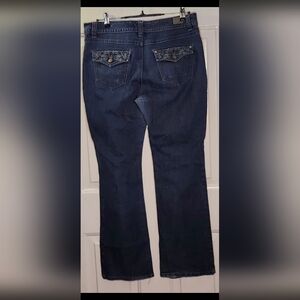 Bandolino Dark Blue Flare Jeans with Emvellished Back Pockets Size 12